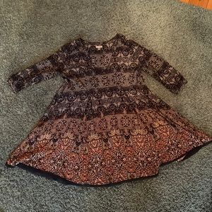 Ecote (urban outfitters) long sleeve boho print dress, size medium